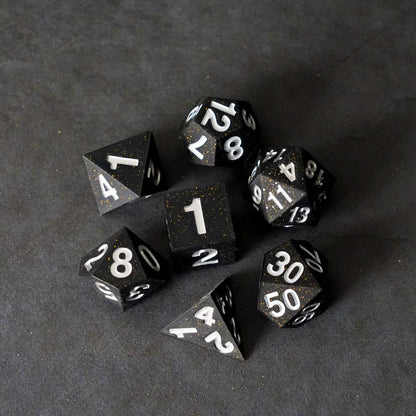 FanRoll Sharp Edge Silicone Dice Set Gold Scatter (7)