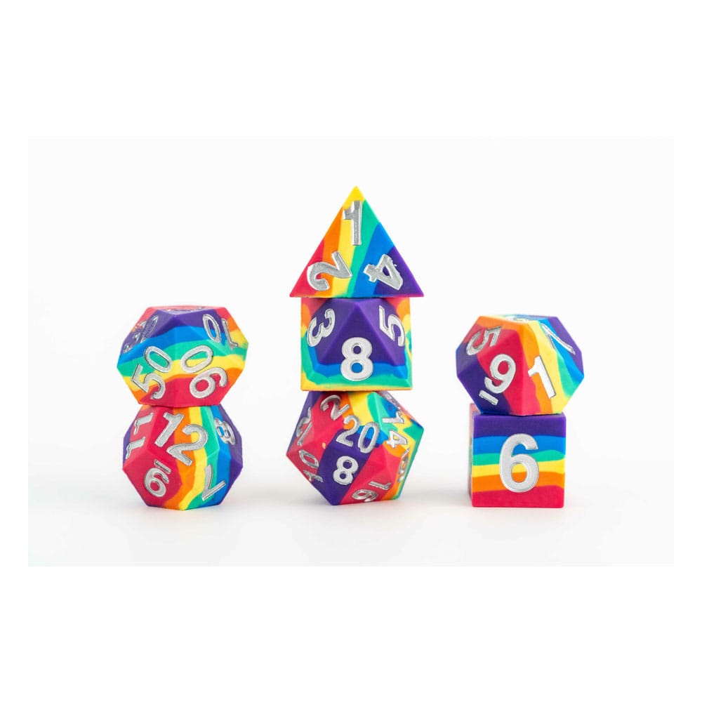 FanRoll Sharp Edge Silicone Dice Set Rainbow (7) Dice