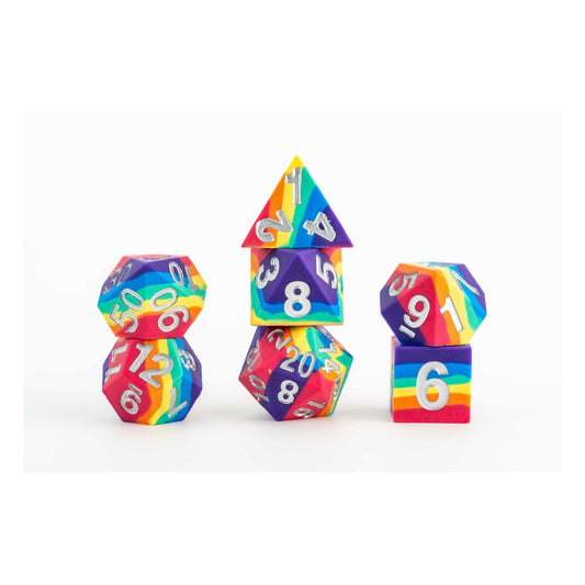 FanRoll Sharp Edge Silicone Dice Set Rainbow (7) Dice