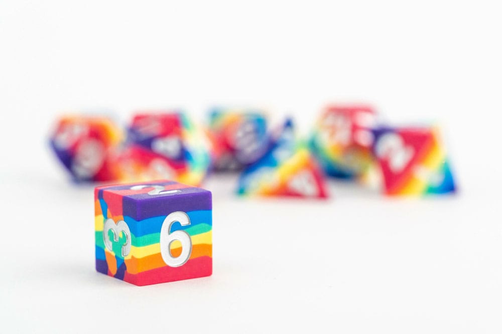 FanRoll Sharp Edge Silicone Dice Set Rainbow (7)