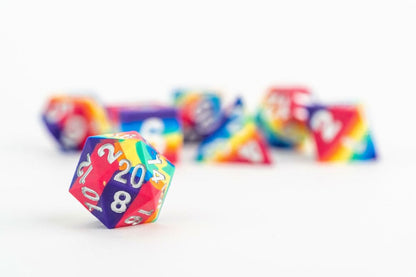 FanRoll Sharp Edge Silicone Dice Set Rainbow (7)