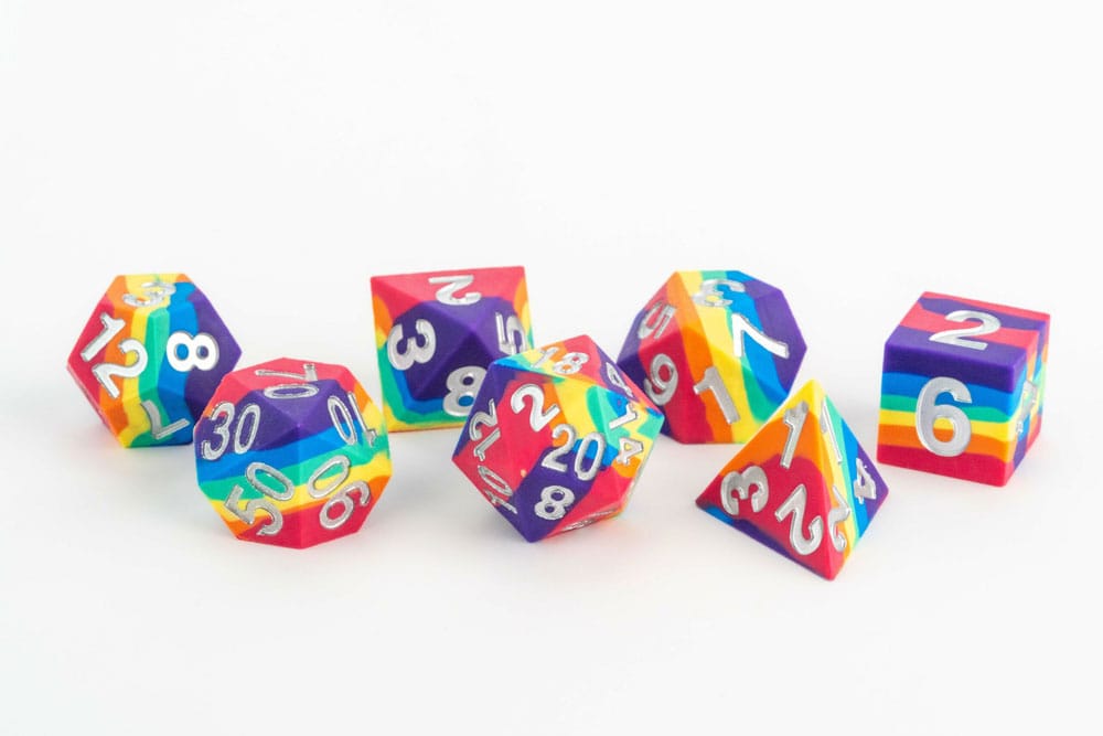 FanRoll Sharp Edge Silicone Dice Set Rainbow (7) Dice