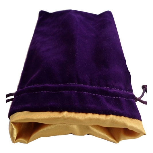 FanRoll Dice Bag Velvet Purple with Gold Satin Small Dice accessories