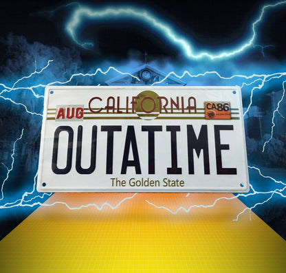 Back To The Future Metal Sign ´Outatime´ DeLorean License Plate FaNaTtik