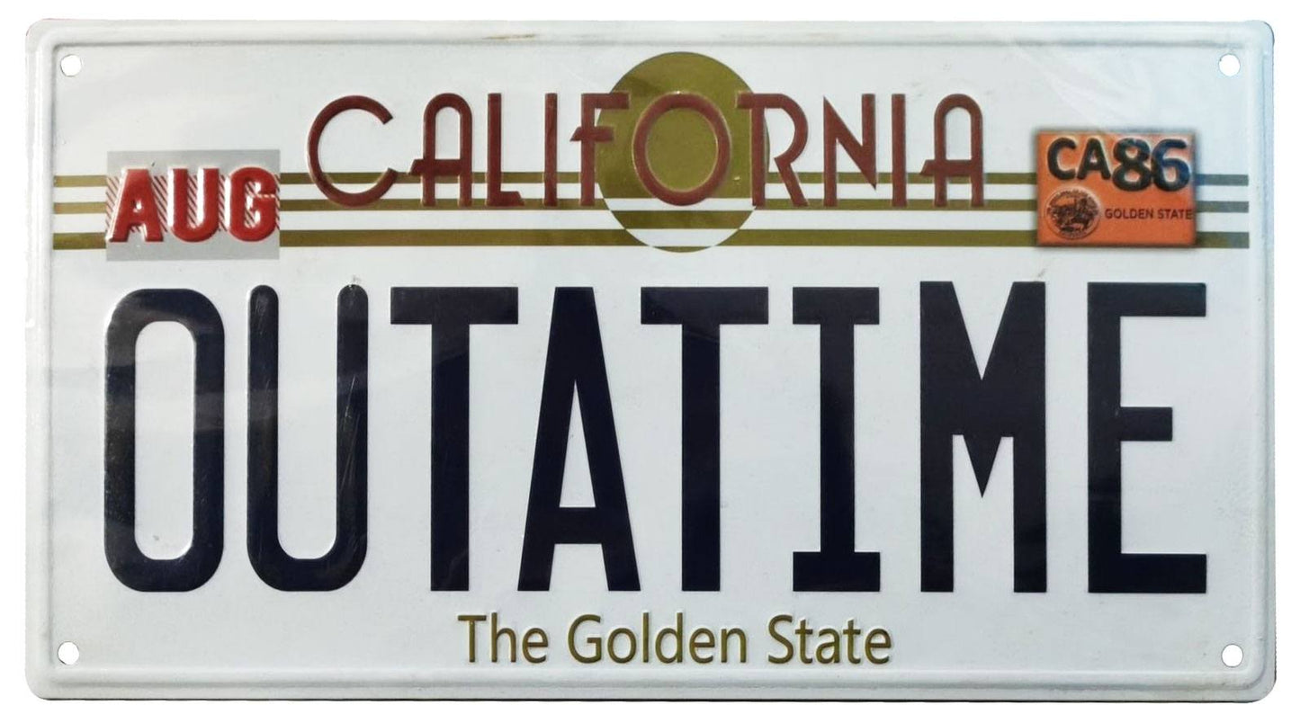 Back To The Future Metal Sign ´Outatime´ DeLorean License Plate FaNaTtik