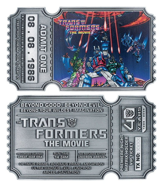 Transformers Replica The Movie 40th Anniversary Movie Ticket Limited Edition 9 x 16 cm