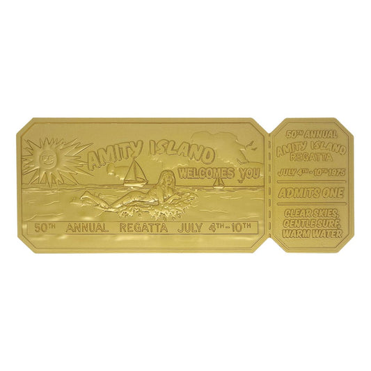 Jaws Replica 1/1 50th Anniversary Regatta Ticket 24k Gold Plated Replicas