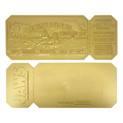 Jaws Replica 1/1 50th Anniversary Regatta Ticket 24k Gold Plated