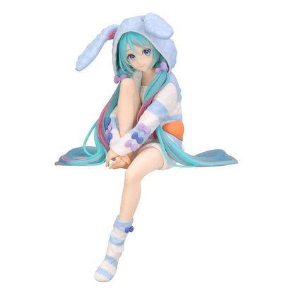 Hatsune Miku Noodle Stopper PVC Statue Hatsune Miku Rabbit Ear Hood Pajama Blue Color Ver. 14 cm Statues