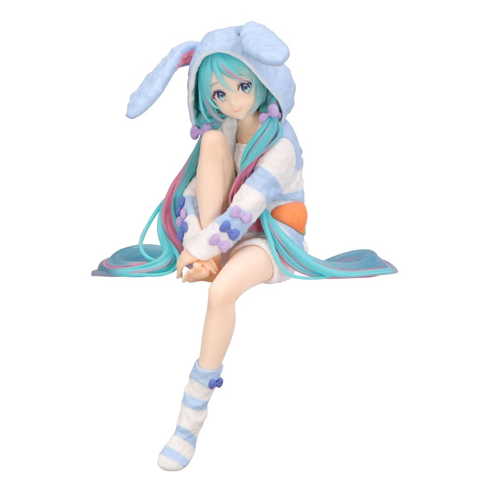 Hatsune Miku Noodle Stopper PVC Statue Hatsune Miku Rabbit Ear Hood Pajama Blue Color Ver. 14 cm Statues