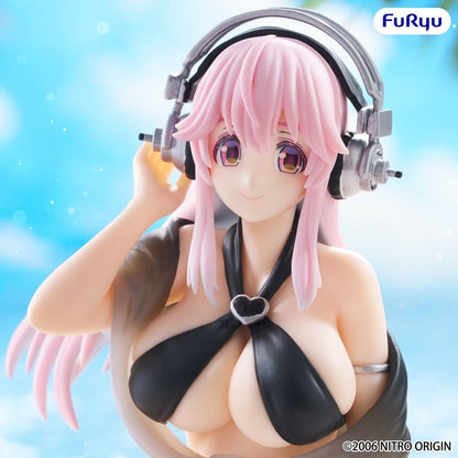 Super Sonico Noodle Stopper PVC Statue Super Sonico Swimsuit Black Color Ver. 10 cm Furyu