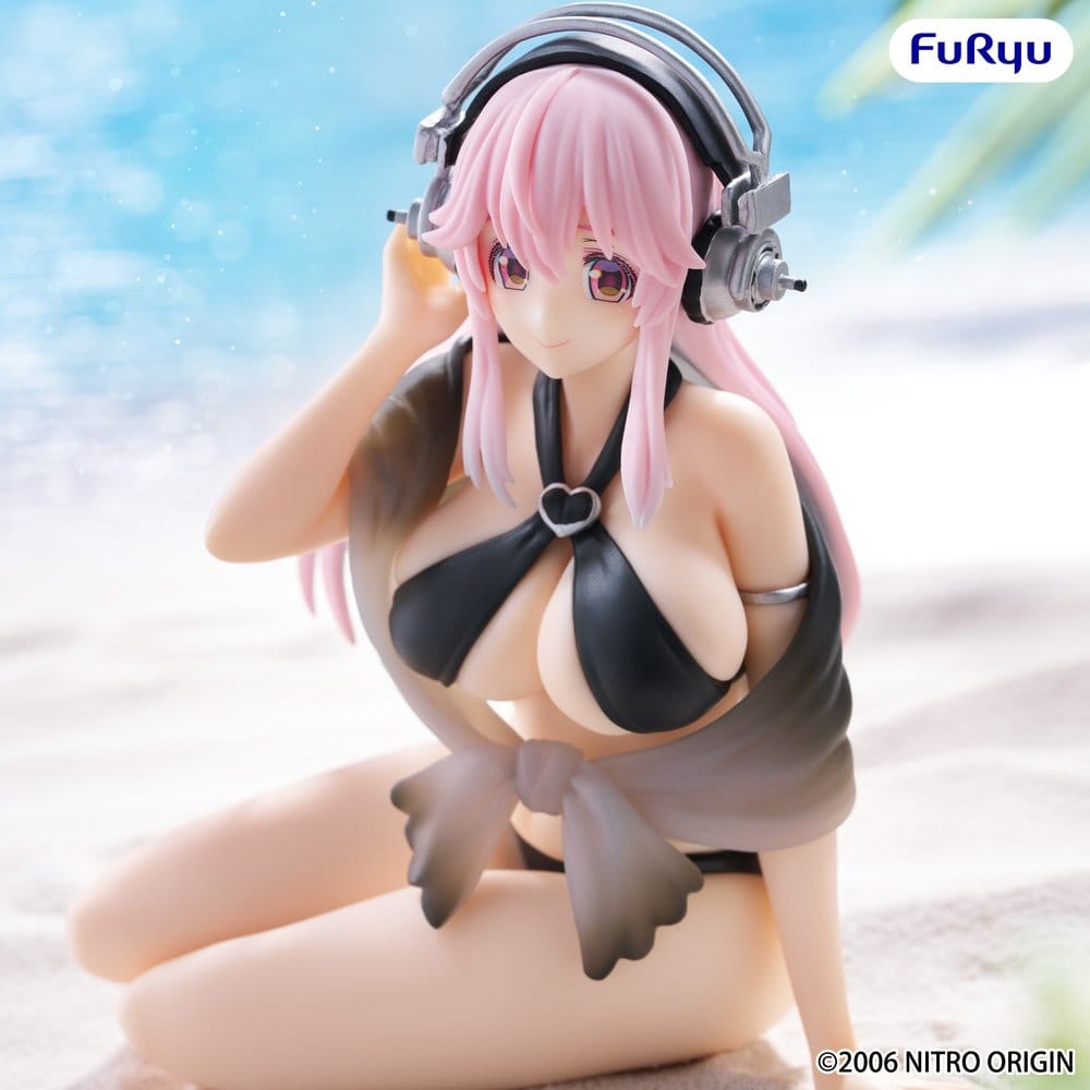 Super Sonico Noodle Stopper PVC Statue Super Sonico Swimsuit Black Color Ver. 10 cm Furyu