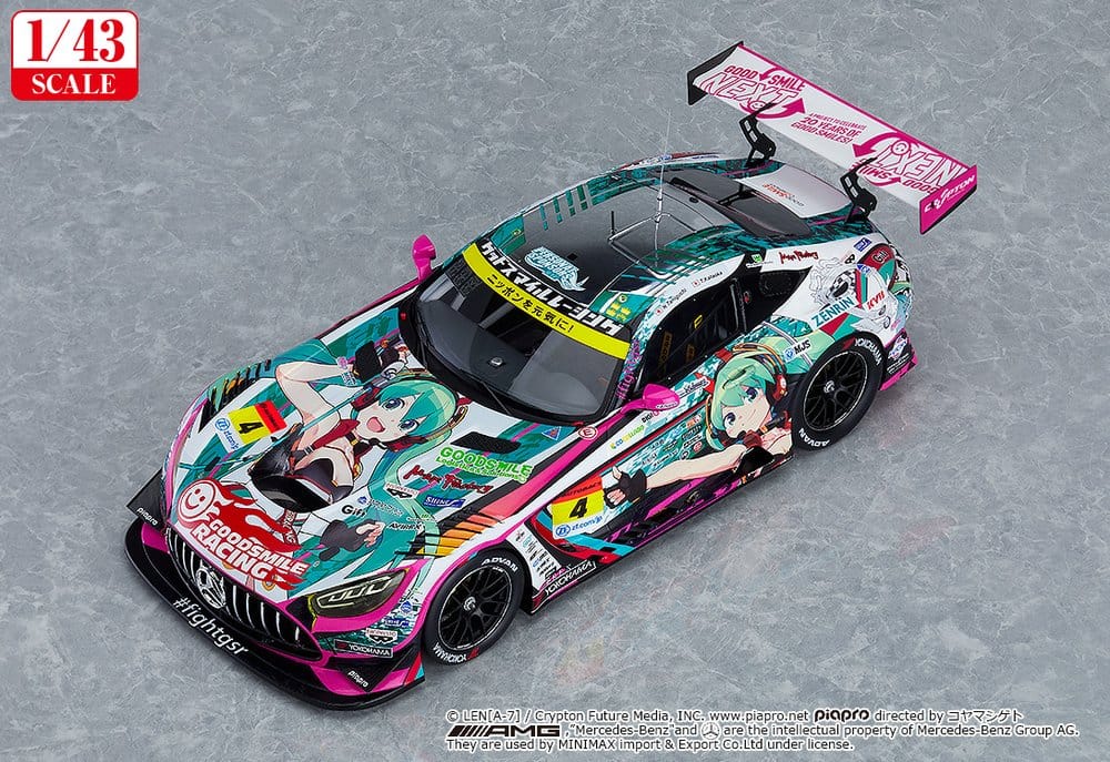 Hatsune Miku GT Project Vehicle 1/43 Good Smile Hatsune Miku AMG 2020 SUPER GT Okayama Test Ver. 11 cm