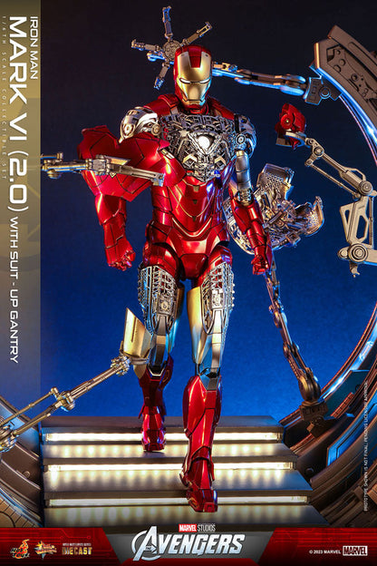 Marvel's The Avengers Movie Masterpiece Diecast Action Figure 1/6 Iron Man Mark VI (2.0) with Suit-Up Gantry 32 cm Hot Toys