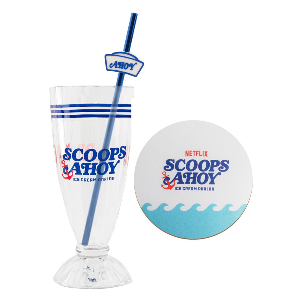 Stranger Things Milkshake Glass Set Scoops Ahoy - FanofThings.co.uk