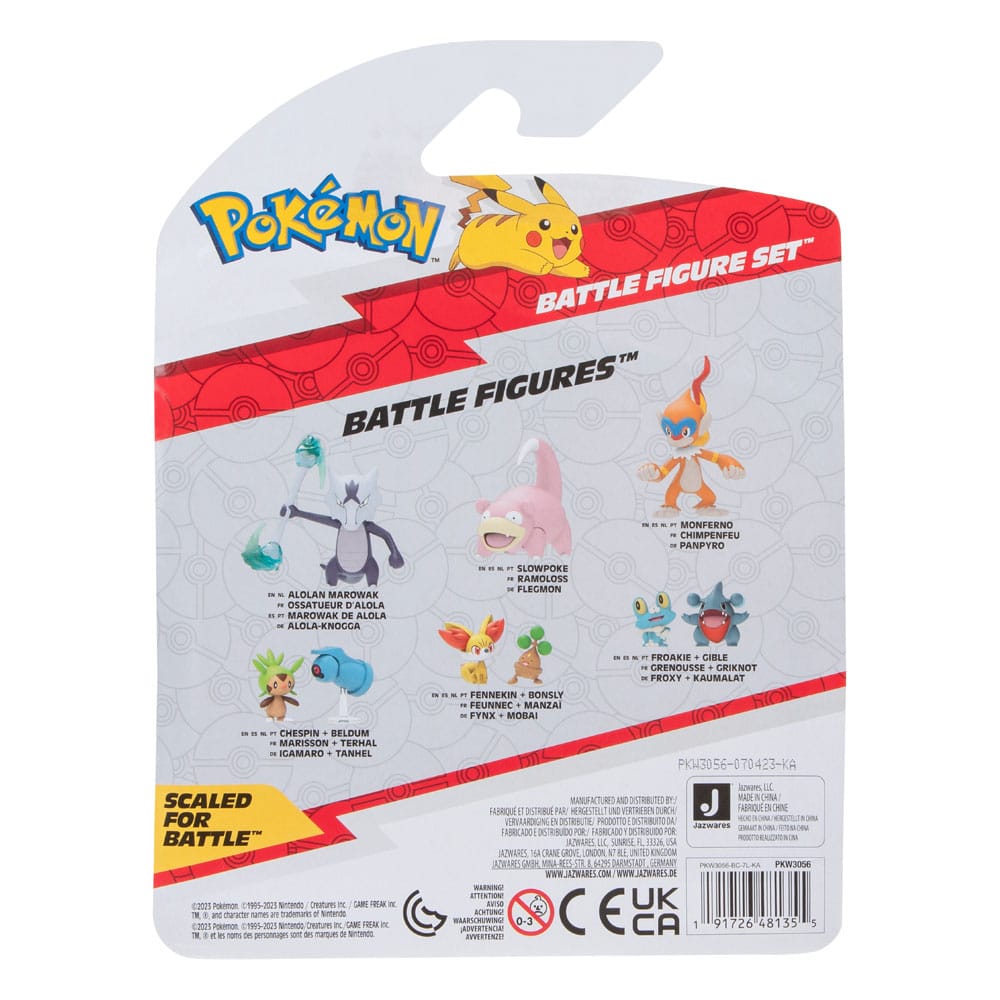 Pokémon Battle Figure Set 3-Pack Pikachu (Female) Litwick Slowpoke 5 cm Action figures