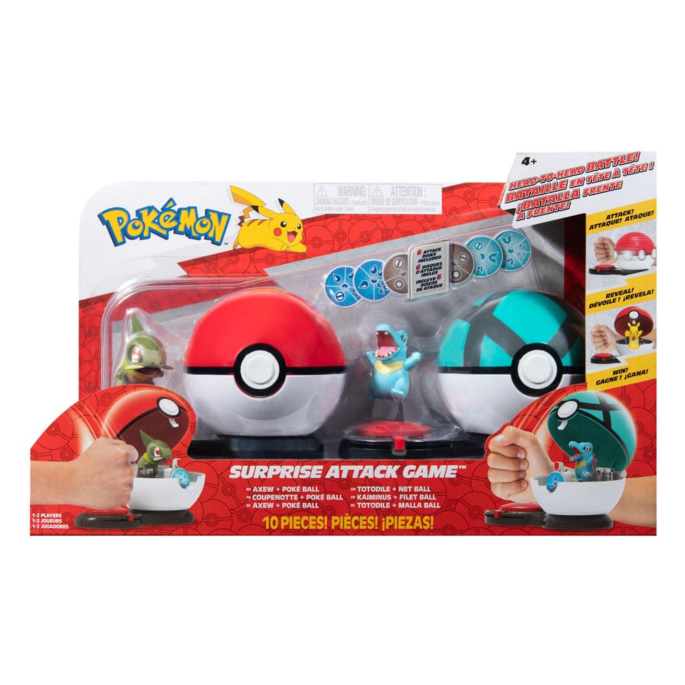 PokÃ©mon Surprise Attack Game Axew & PokÃ© Ball vs. Totodile & Net Ball