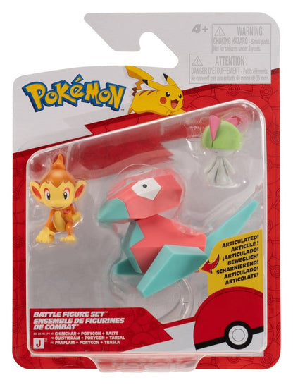 Pokémon Battle Figure Set Action Figures Chimchar, Ralts & Porygon (3-Pack)