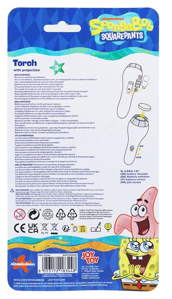 Spongebob Projection Flashlight with 4 Motifs