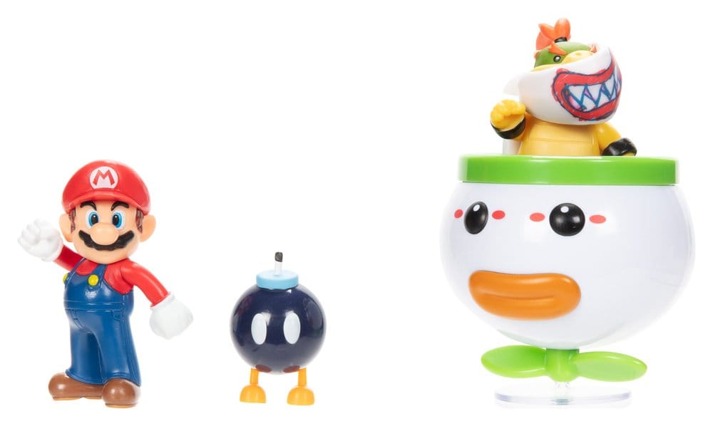World of Nintendo Mini Figure 2-Pack Mario and Bowser Jr. Clown Car 6 cm Jakks Pacific