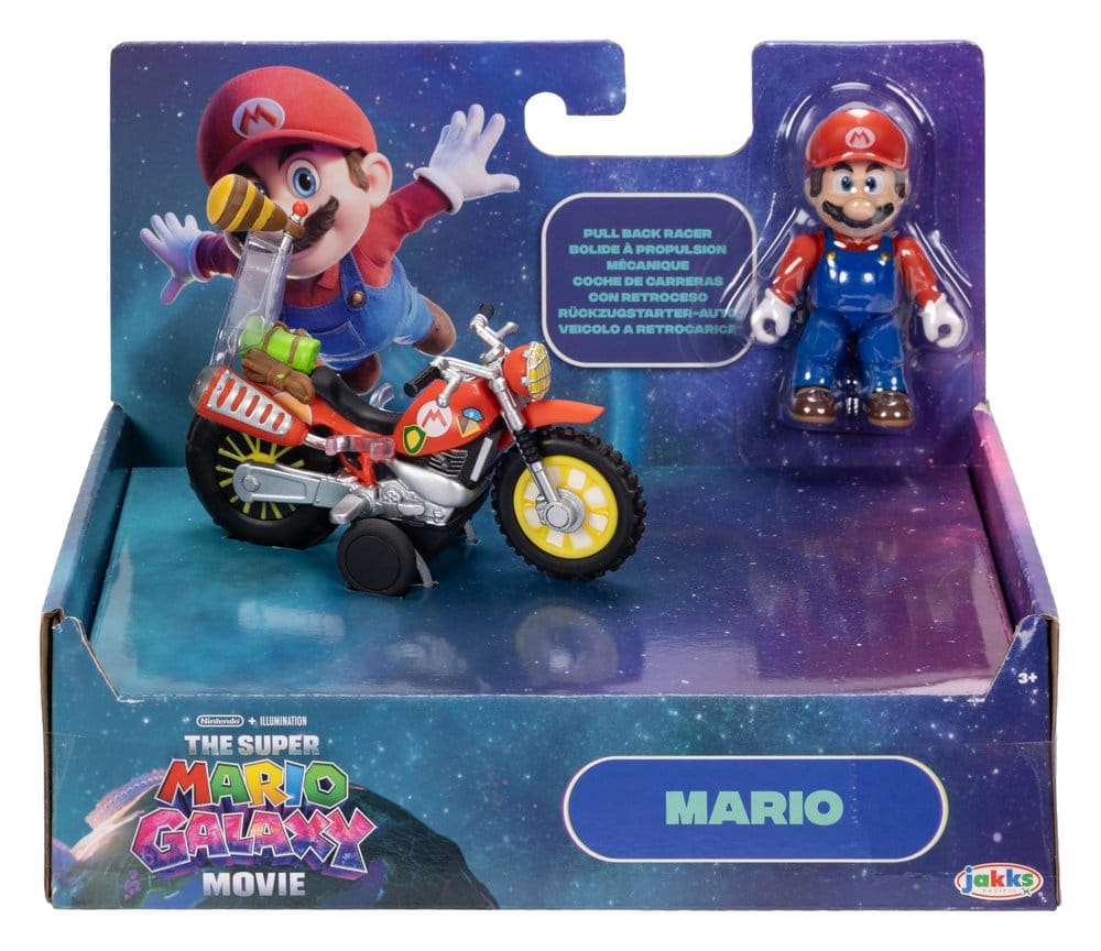 The Super Mario Galaxy Movie Action Figure with Pull Back Motorcycle Mario 6 cm Jakks Pacific