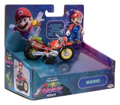 The Super Mario Galaxy Movie Action Figure with Pull Back Motorcycle Mario 6 cm Jakks Pacific