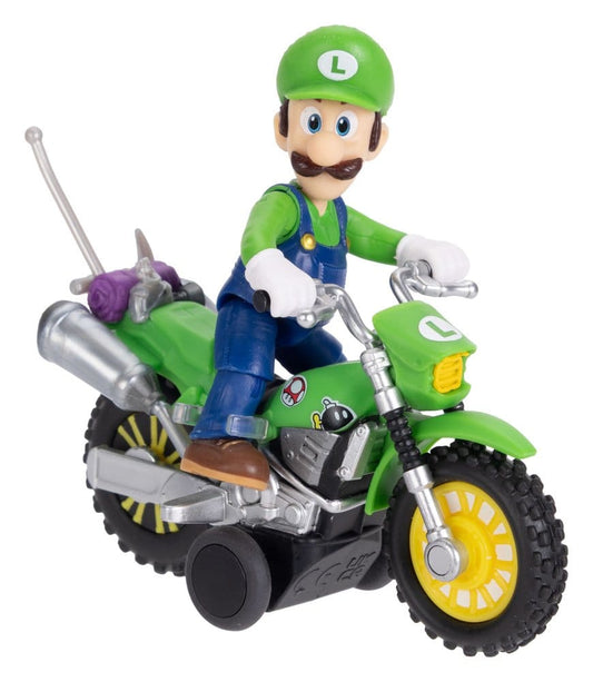 The Super Mario Galaxy Movie Action Figure with Pull Back Motorcycle Luigi 6 cm Jakks Pacific