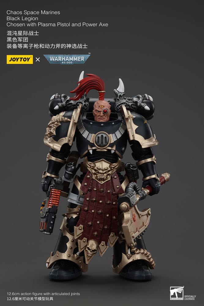 Warhammer 40k Action Figure Chaos Space Marines Black Legion Chosen with Plasma Pistol and Power Axe 20 cm Joy Toy (CN)