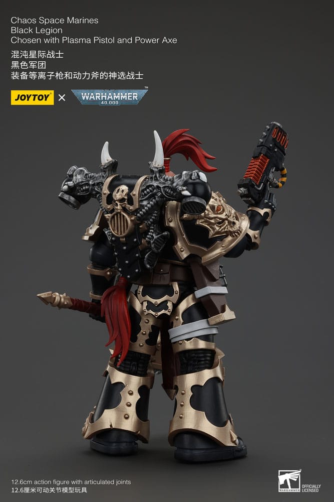 Warhammer 40k Action Figure Chaos Space Marines Black Legion Chosen with Plasma Pistol and Power Axe 20 cm Joy Toy (CN)