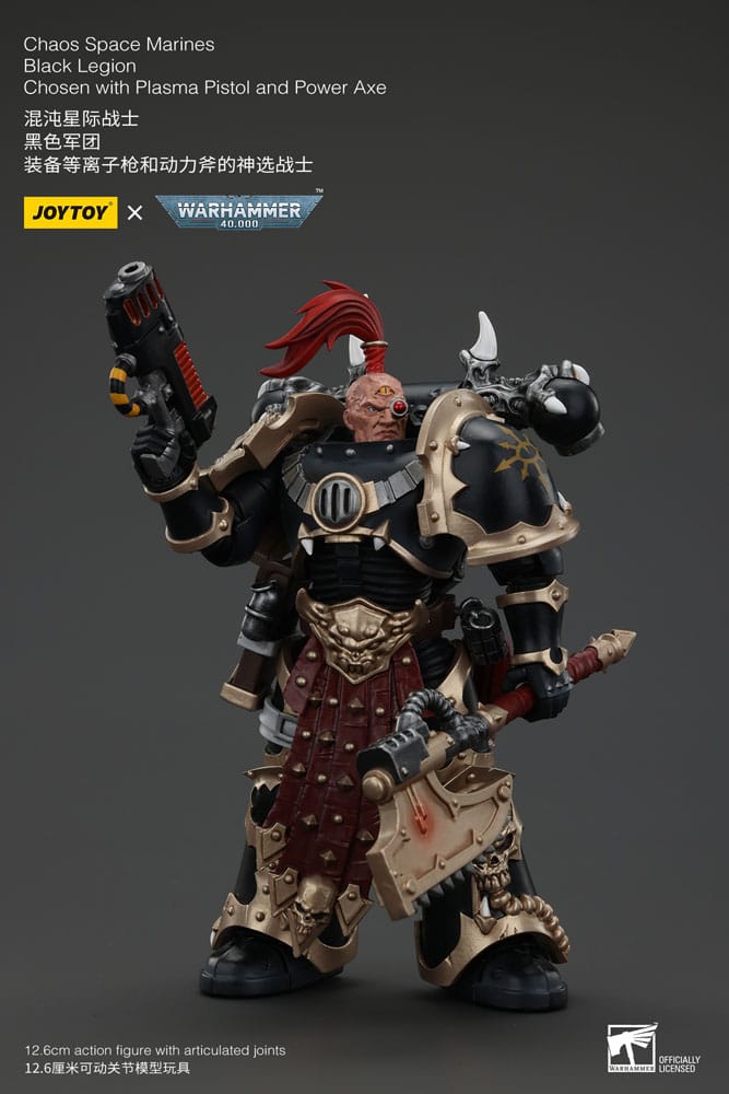 Warhammer 40k Action Figure Chaos Space Marines Black Legion Chosen with Plasma Pistol and Power Axe 20 cm Joy Toy (CN)