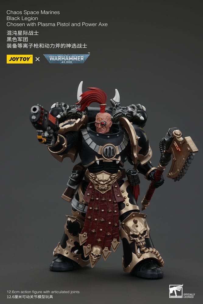 Warhammer 40k Action Figure Chaos Space Marines Black Legion Chosen with Plasma Pistol and Power Axe 20 cm Joy Toy (CN)