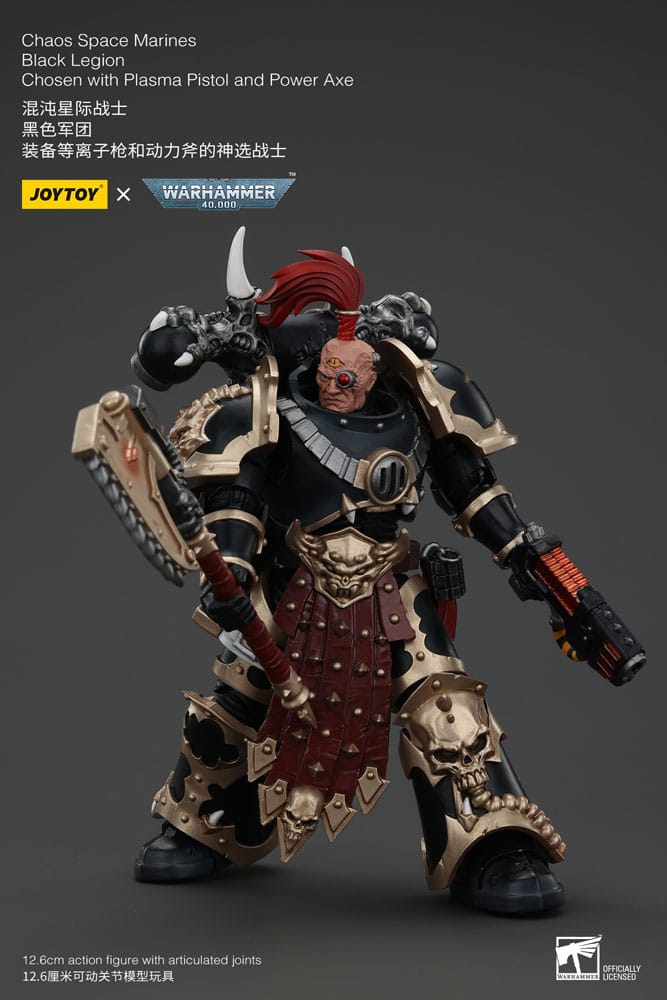 Warhammer 40k Action Figure Chaos Space Marines Black Legion Chosen with Plasma Pistol and Power Axe 20 cm Joy Toy (CN)