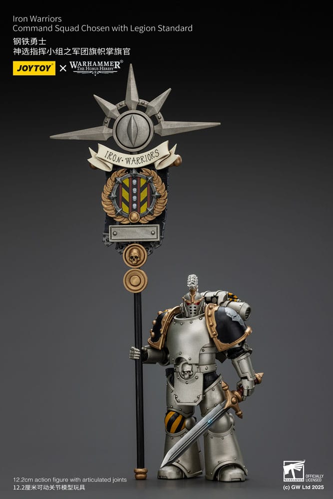 Warhammer The Horus Heresy Action Figure 1/18 lron Warriors Command Squad Chosen with Legion Standard 12 cm Joy Toy (CN)