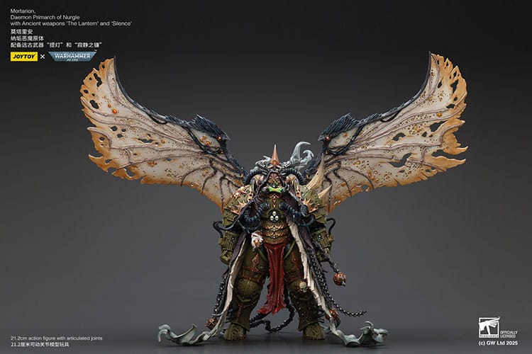 Warhammer 40k Action Figure 1/18 Mortarion Daemon Primarch of Nurgle with Ancient weapons The Lantern and Silence 21 cm Joy Toy (CN)