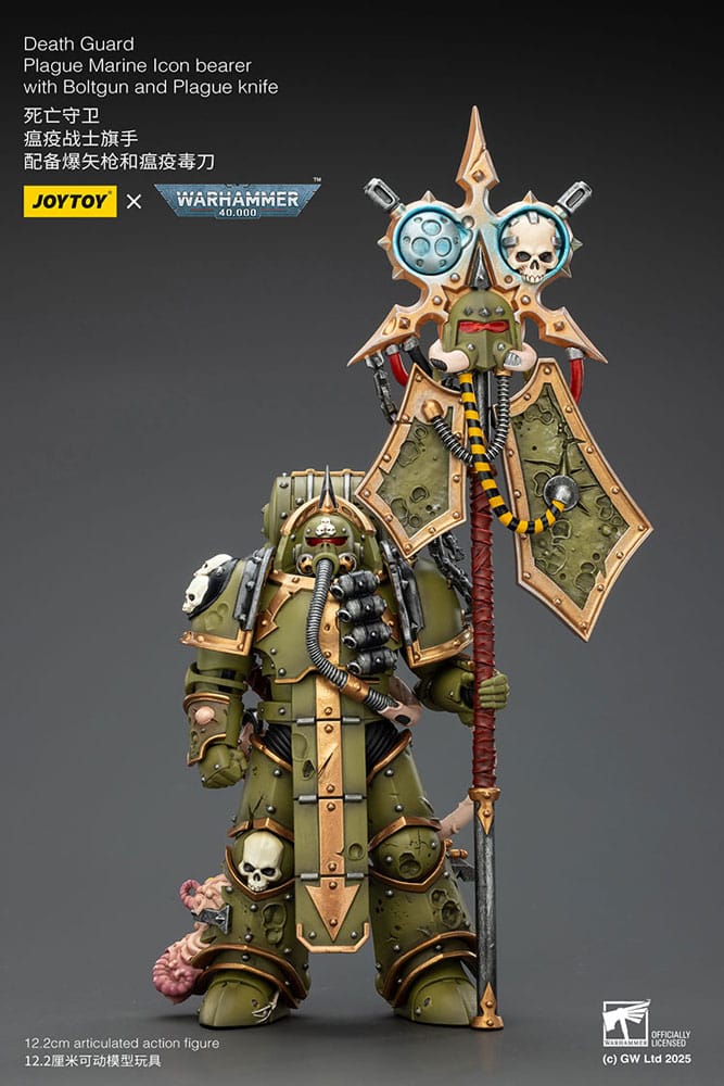 Warhammer 40,000 Action Figure Death Guard Plague Marine Icon bearer with Boltgun and Plague knife 12 cm