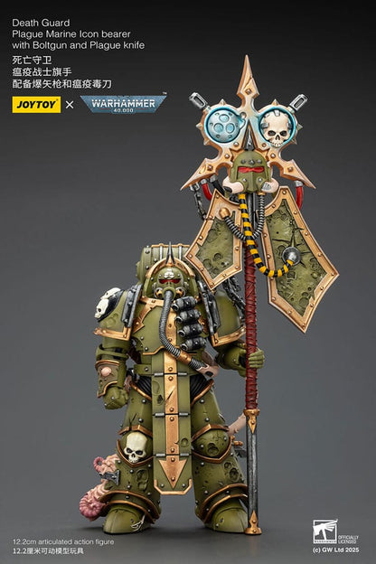 Warhammer 40,000 Action Figure Death Guard Plague Marine Icon bearer with Boltgun and Plague knife 12 cm