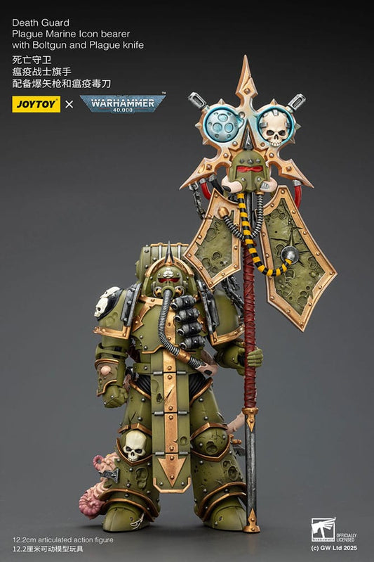 Warhammer 40,000 Action Figure Death Guard Plague Marine Icon bearer with Boltgun and Plague knife 12 cm Joy Toy (CN)