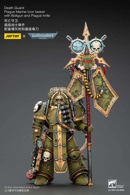 Warhammer 40,000 Action Figure Death Guard Plague Marine Icon bearer with Boltgun and Plague knife 12 cm Joy Toy (CN)