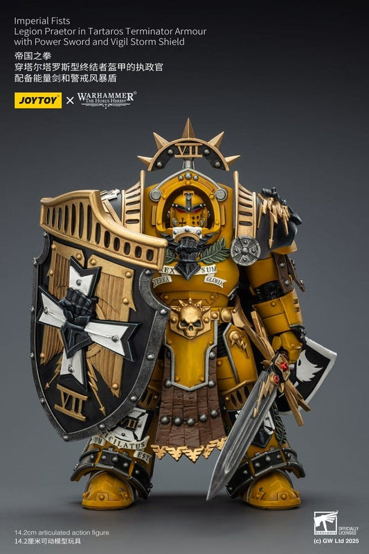 Warhammer Imperial Fists Action Figure Legion Praetor in Tartaros Terminator Armourwith Power Sword and Vigil Storm Shield 14 cm Joy Toy (CN)