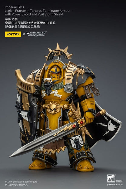 Warhammer Imperial Fists Action Figure Legion Praetor in Tartaros Terminator Armourwith Power Sword and Vigil Storm Shield 14 cm Joy Toy (CN)