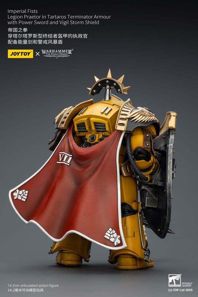 Warhammer Imperial Fists Action Figure Legion Praetor in Tartaros Terminator Armourwith Power Sword and Vigil Storm Shield 14 cm Joy Toy (CN)