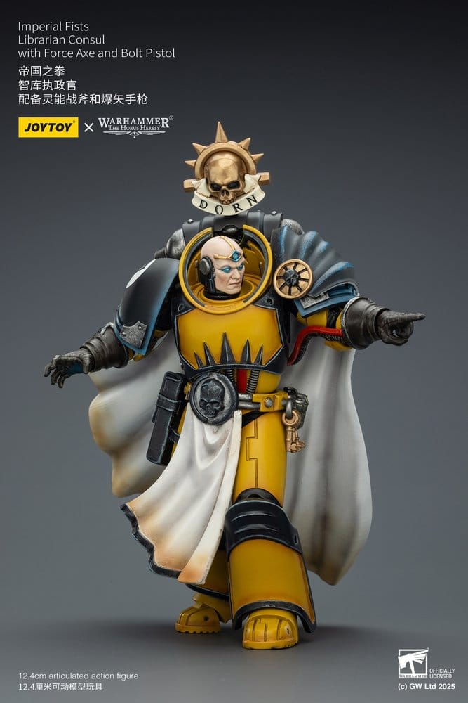Warhammer Imperial Fists Action Figure Librarian Consulwith Force Axe and Bolt Pistol 12 cm Joy Toy (CN)