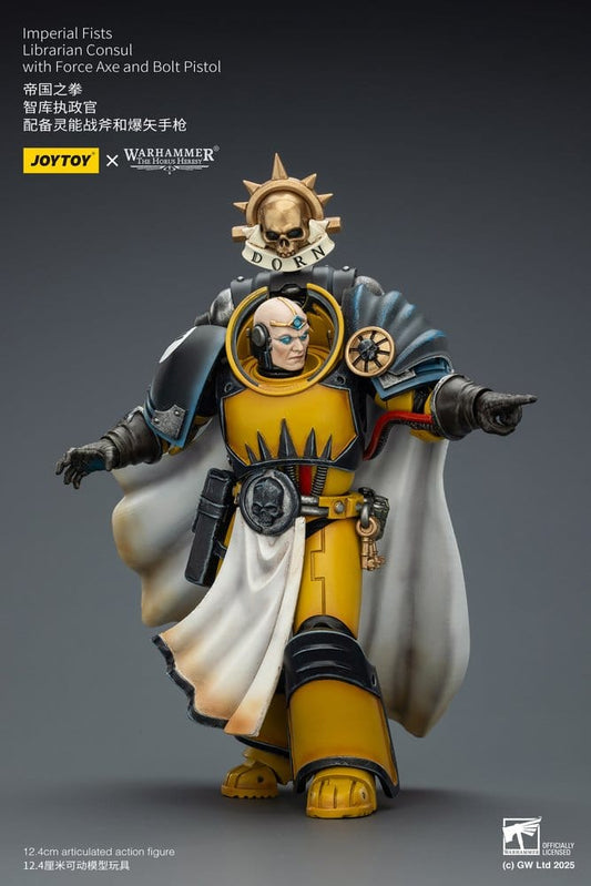 Warhammer Imperial Fists Action Figure Librarian Consulwith Force Axe and Bolt Pistol 12 cm Joy Toy (CN)