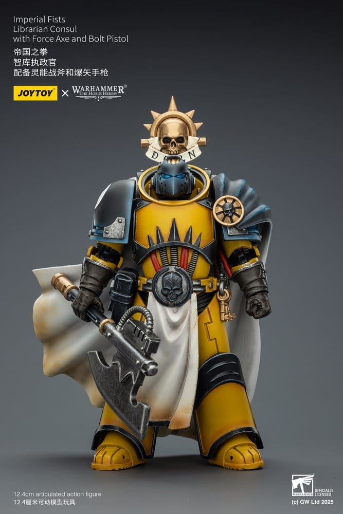 Warhammer Imperial Fists Action Figure Librarian Consulwith Force Axe and Bolt Pistol 12 cm Joy Toy (CN)