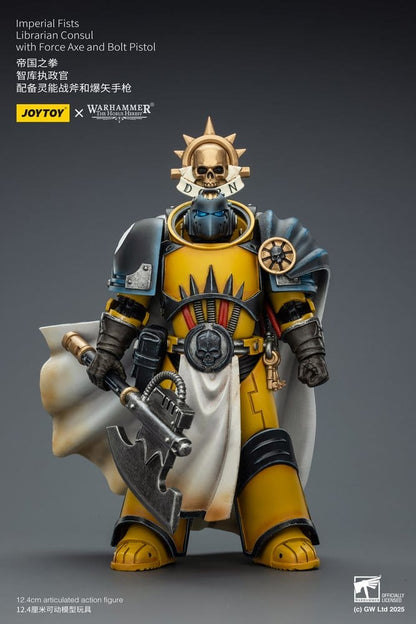Warhammer Imperial Fists Action Figure Librarian Consulwith Force Axe and Bolt Pistol 12 cm Joy Toy (CN)