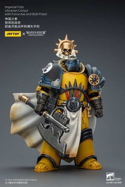 Warhammer Imperial Fists Action Figure Librarian Consulwith Force Axe and Bolt Pistol 12 cm Joy Toy (CN)