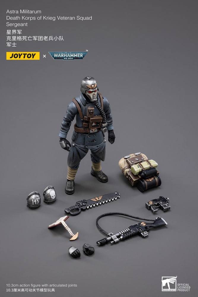 Warhammer 40k Action Figure 1/18 Death Korps of Krieg Veteran Squad Sergeant 10 cm Joy Toy (CN)