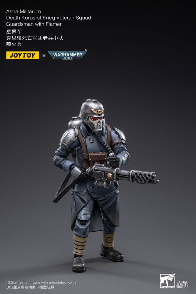 Warhammer 40k Action Figure 1/18 Death Korps of Krieg Veteran Squad Guardsman with Flamer 10 cm Joy Toy (CN)