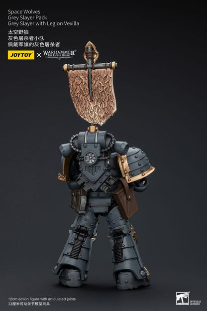 Warhammer The Horus Heresy Action Figure 1/18 Space Wolves Grey Slayer Pack Grey Slayer With Legion Vexilla 12 cm