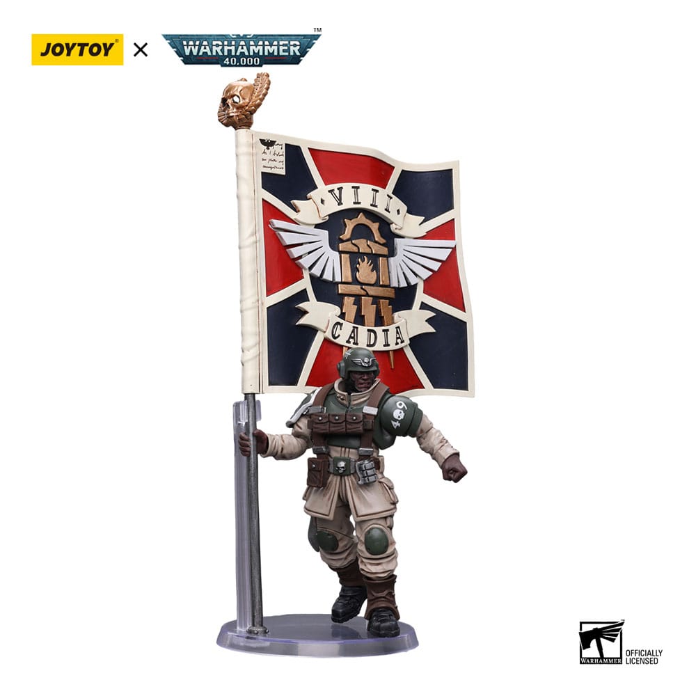 Warhammer 40k Action Figure 1/18 Astra Militarum Cadian Command Squad Veteran with Regimental Standard 12 cm - FanofThings.co.uk